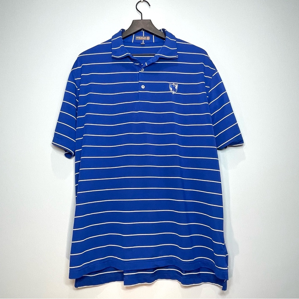 PETER MILLAR Mens Summer Comfort Polo Golf Shirt Blue White Stripes Size XL